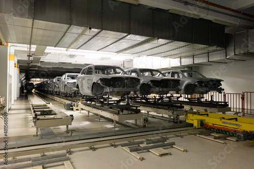 Car bodies are on assembly line. Modern automotive industry. Automobile conveyor © Ivan Traimak