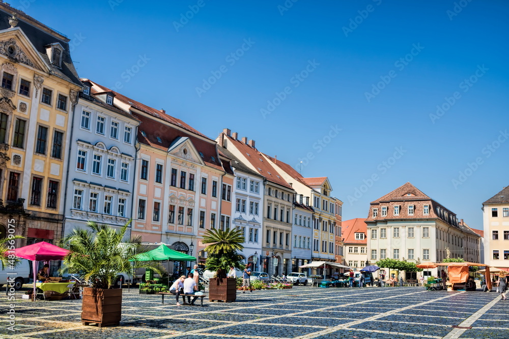 Naklejka premium zittau, deutschland - marktplatz in der altstadt