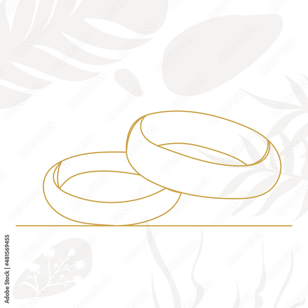 wedding rings continuous line drawing, on an abstract background wedding rings continuous line drawing, on an abstract background