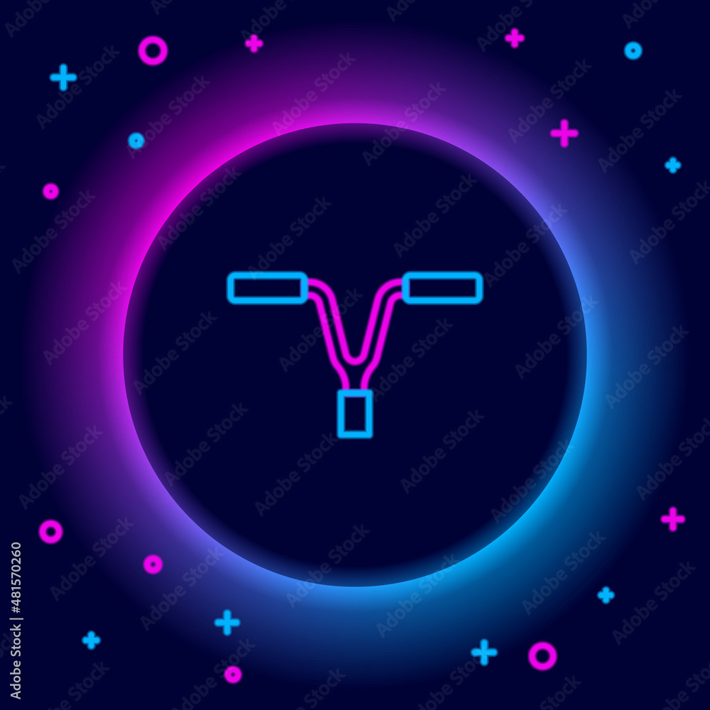 Glowing neon line Bicycle handlebar icon isolated on black background. Colorful outline concept. Vector Glowing neon line Bicycle handlebar icon isolated on black background. Colorful outline concept. Vector