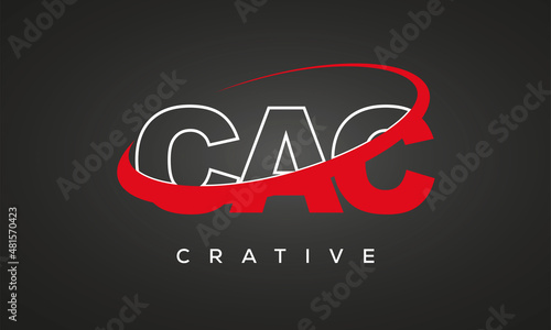 CAC creative letters logo with 360 symbol vector art template design 