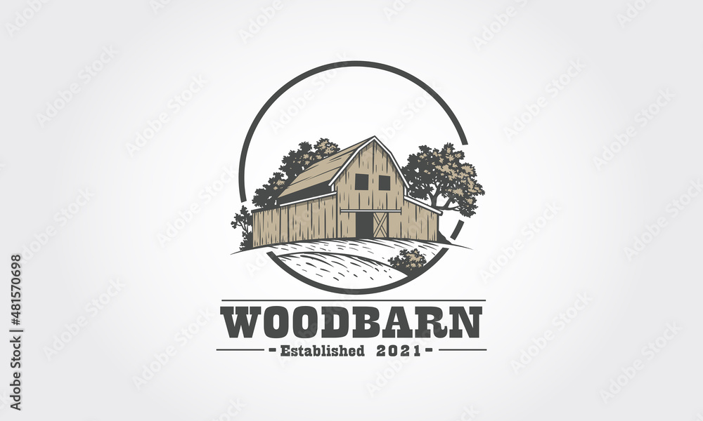 Wood Barn Vector Logo Template. Made for those who need illustrative, trustworthy, memorable, editable, simple and versatile logo. Logo template suitable for business and product names.