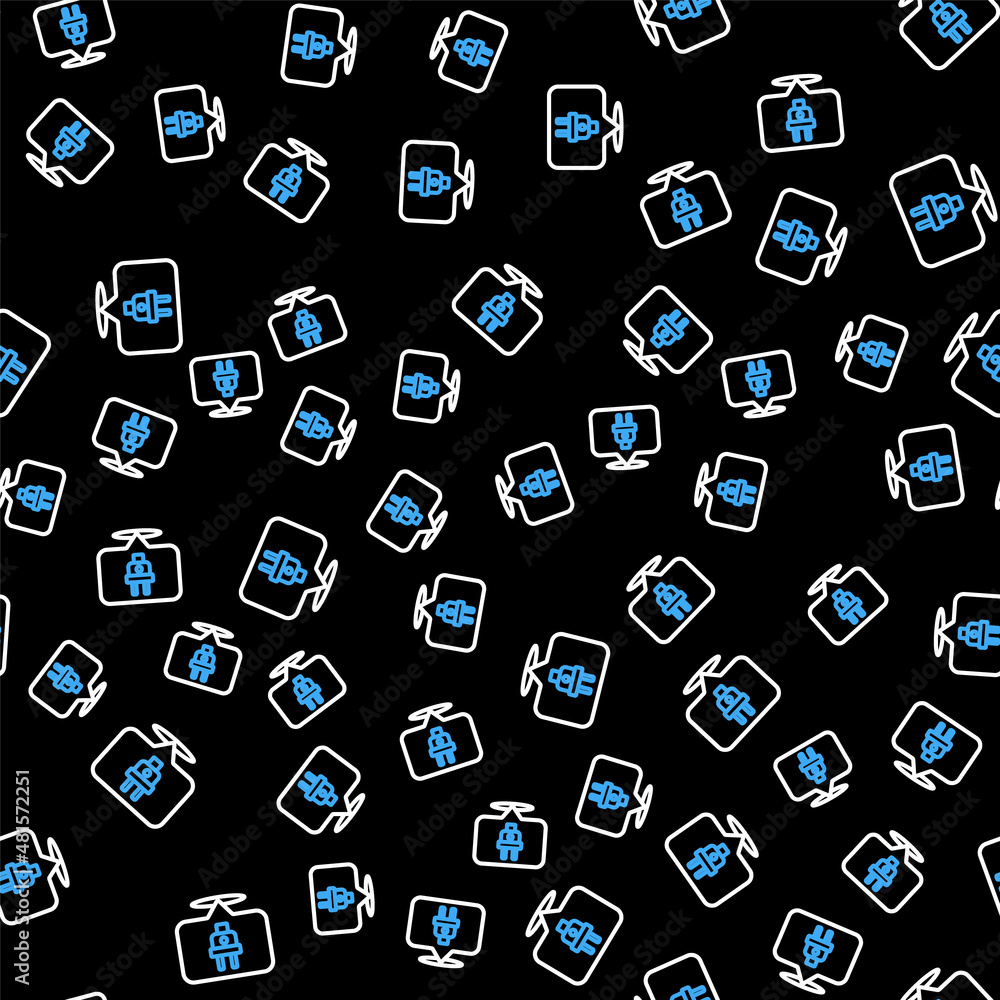 Line Electric plug icon isolated seamless pattern on black background. Concept of connection and disconnection of the electricity. Vector Line Electric plug icon isolated seamless pattern on black background. Concept of connection and disconnection of the electricity. Vector