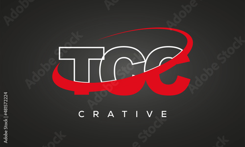 TCC creative letters logo with 360 symbol vector art template design 