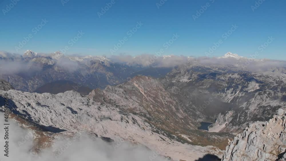 aerial view of Krn lake in Triglav national park high in Julian alps, sunny day aerial view of Krn lake in Triglav national park high in Julian alps, sunny day