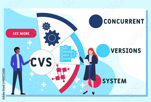 CVS - Concurrent Versions System acronym. business concept background. vector illustration concept with keywords and icons. lettering illustration with icons for web banner, flyer, landing pag