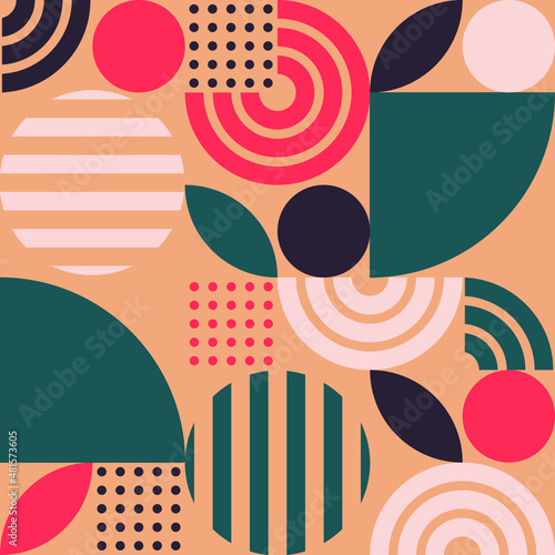 super trendy geometric seamless pattern with circles dots lines and petals