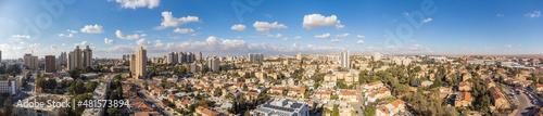 180 degree panoramic view on buildings in Beer Sheva city at winter