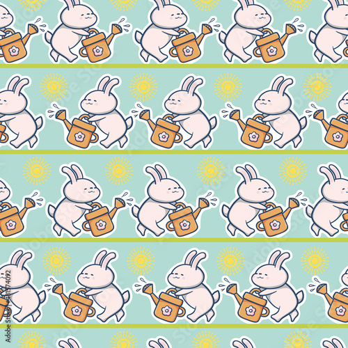 Seamless pattern with funny cartoon Bunnies.