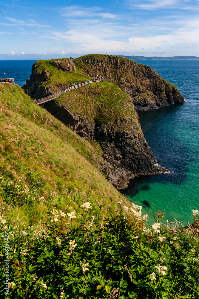 View of the Atlantic coast in the Northern Ireland during the summer