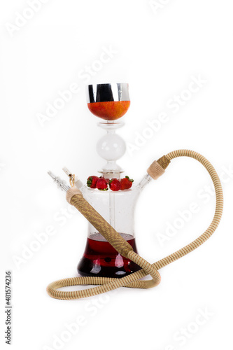 Hookah, pipe, smoking, hookah with pineapples on a white background.