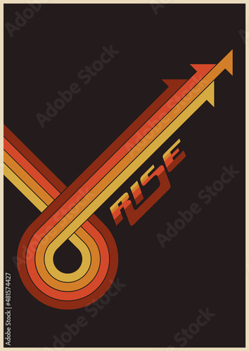 1970s Background, 70s Color Lines, Template for Vintage Style Posters, Covers, Illustrations