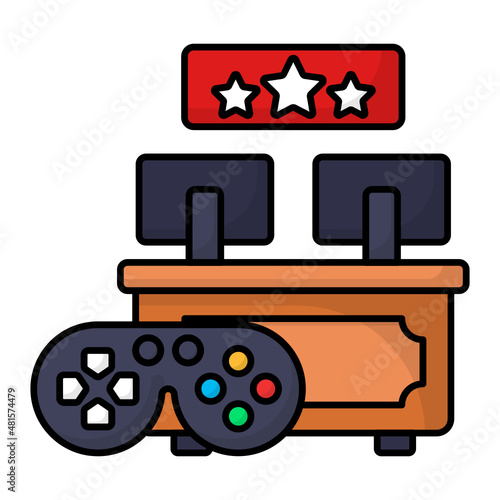 Multiplayers Gaming Desk Concept Vector Icon Design, E-sports or mind sport Symbol, Digital sports Equipment Sign, Video games hardware Stock illustration
