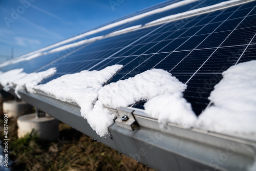snow on the panel solar - photovoltaics