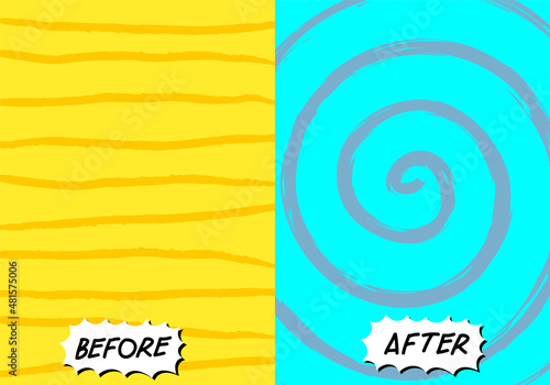 Template background before and after. Comics style design. Vector illustration