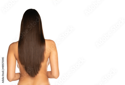 Rear view of a woman with a long straith hair