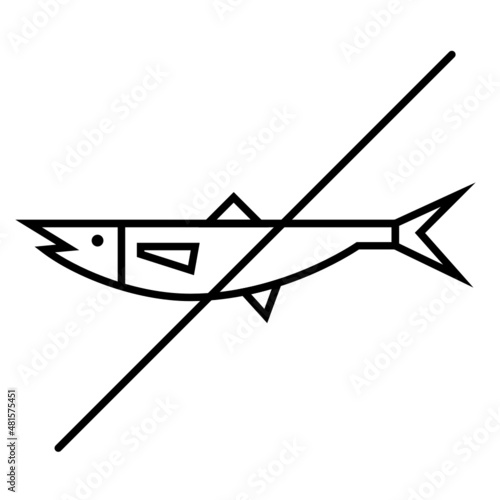 Iconos de menú de alérgenos alimentarios en círculos. Iconos blancos de alérgenos alimentarios en círculos negros. Pescado alergia iconos vectoriales.