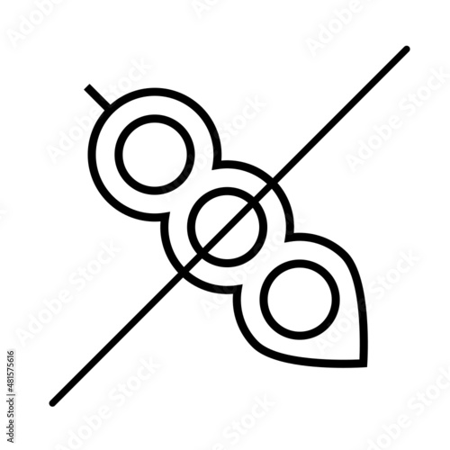 Iconos de menú de alérgenos alimentarios en círculos. Iconos blancos de alérgenos alimentarios en círculos negros. Habas de soja alergia iconos vectoriales.