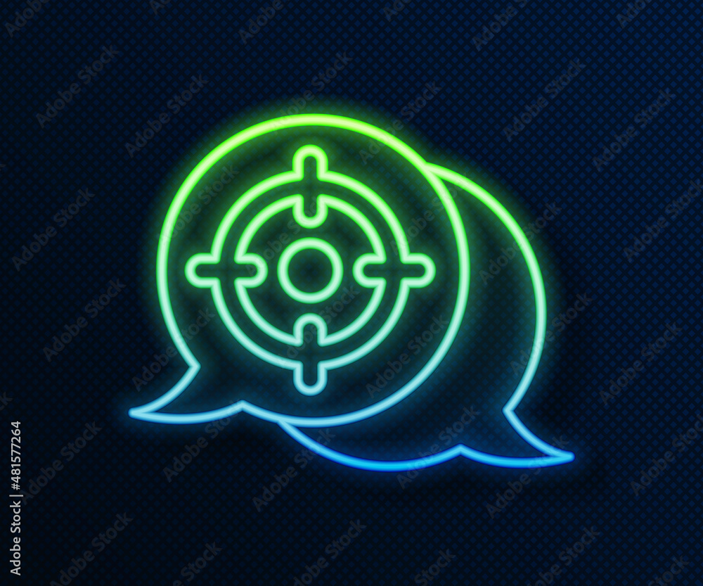Glowing neon line Target sport icon isolated on blue background. Clean target with numbers for shooting range or shooting. Vector Glowing neon line Target sport icon isolated on blue background. Clean target with numbers for shooting range or shooting. Vector