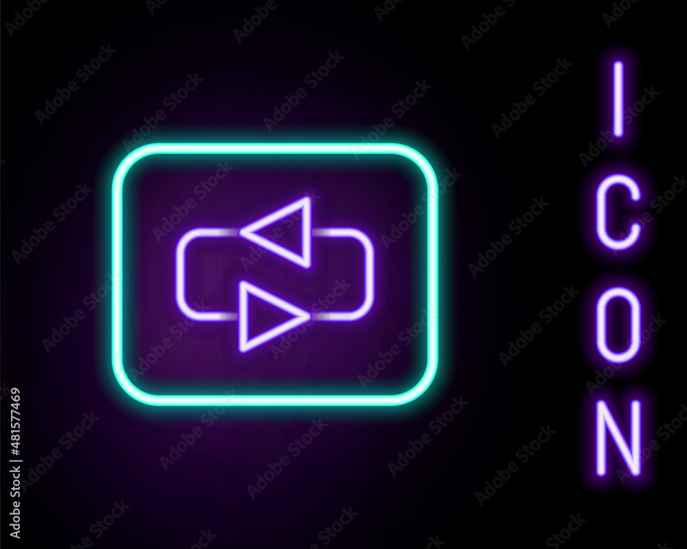 Glowing neon line Repeat button icon isolated on black background. Colorful outline concept. Vector Glowing neon line Repeat button icon isolated on black background. Colorful outline concept. Vector