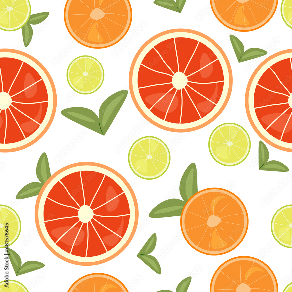 Vector seamless pattern with citrus, grapefruit, lime, orange. Vector seamless pattern with citrus, grapefruit, lime, orange.