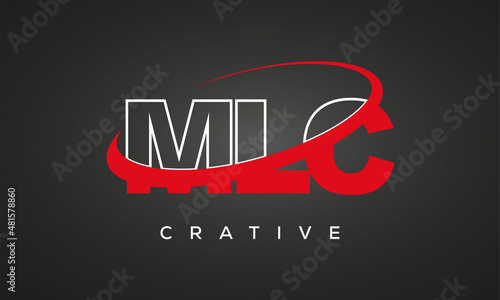 MLC creative letters logo with 360 symbol vector design 