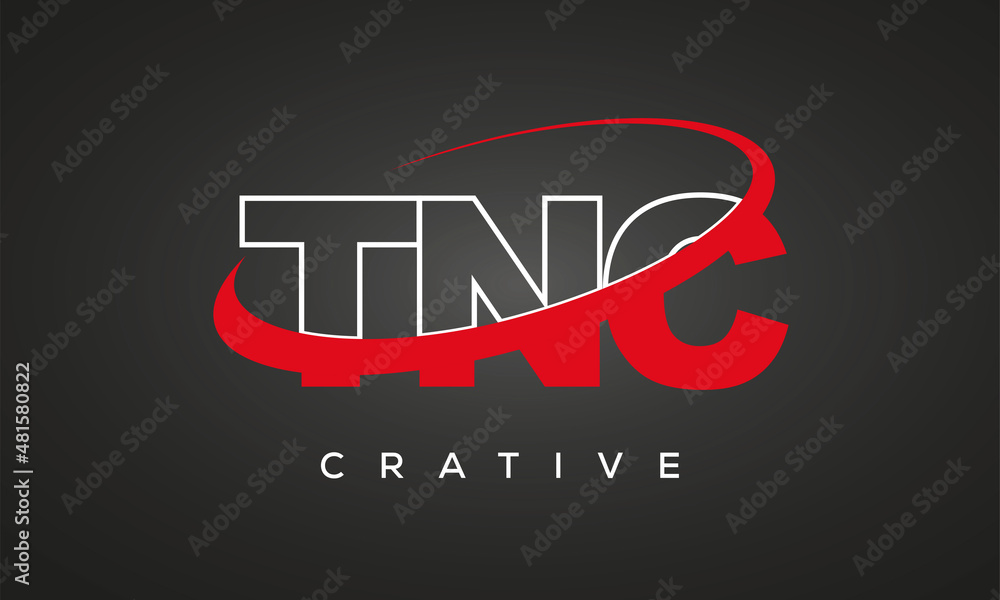TNC creative letters logo with 360 symbol vector design TNC creative letters logo with 360 symbol vector design