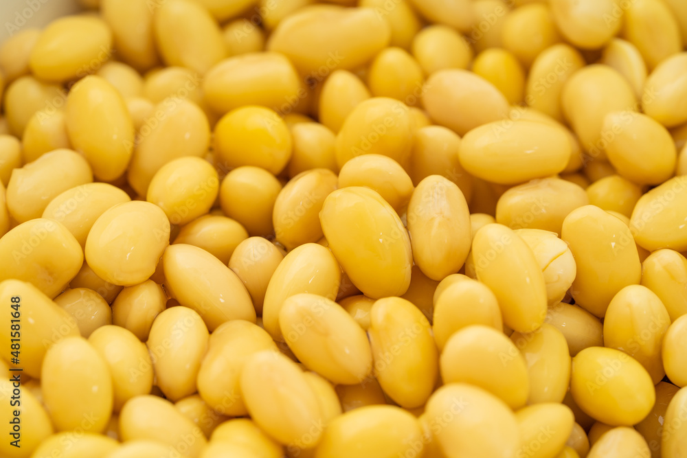 Soybeans with water on a pure white background Soybeans with water on a pure white background