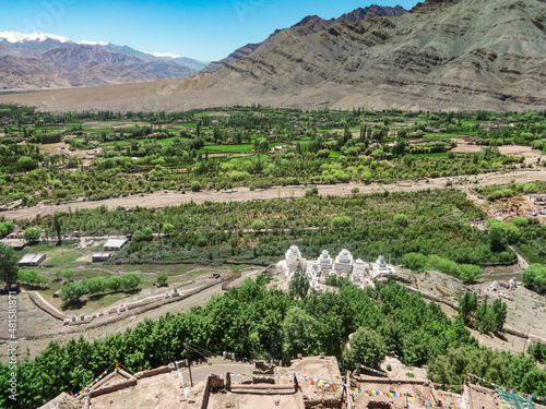 Aerial view of Matho Gompa in the village Matho Leh, Ladakh in India