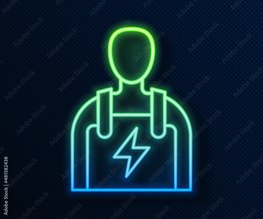 Glowing neon line Car mechanic icon isolated on blue background. Car repair and service. Vector Glowing neon line Car mechanic icon isolated on blue background. Car repair and service. Vector