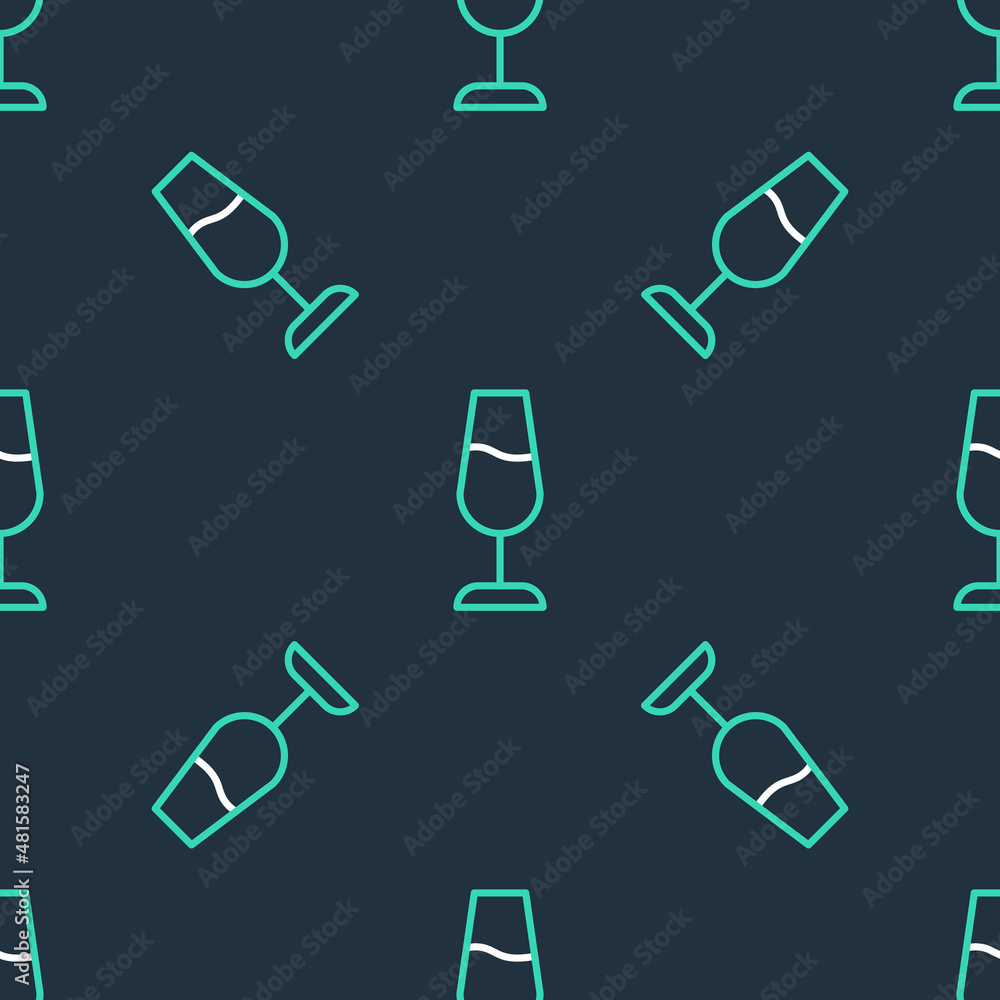 Line Wine glass icon isolated seamless pattern on black background. Wineglass sign. Vector Line Wine glass icon isolated seamless pattern on black background. Wineglass sign. Vector