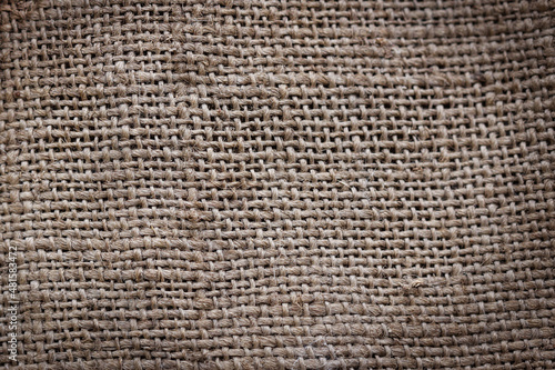 Vintage brown jute fabric texture. Rustic fabric. Texture for background.