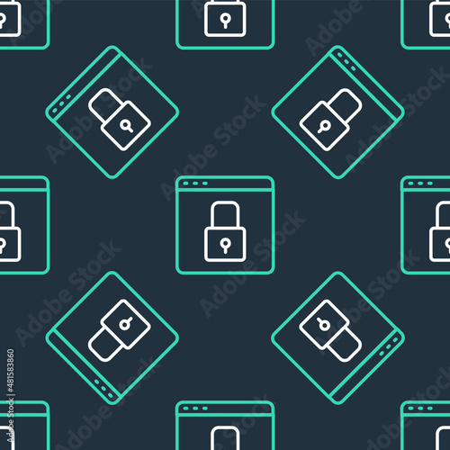 Line Secure your site with HTTPS, SSL icon isolated seamless pattern on black background. Internet communication protocol. Vector © vector_v