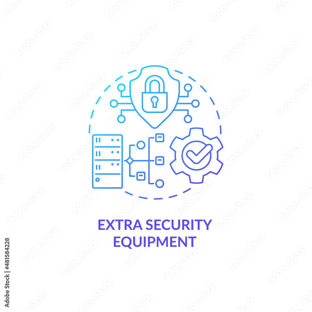 Extra security equipment blue gradient concept icon. Sensitive data security in internet abstract idea thin line illustration. Isolated outline drawing. Roboto-Medium, Myriad Pro-Bold fonts used