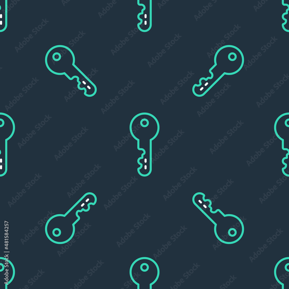 Line House key icon isolated seamless pattern on black background. Vector Line House key icon isolated seamless pattern on black background. Vector