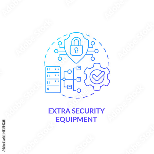 Extra security equipment blue gradient concept icon. Sensitive data security in internet abstract idea thin line illustration. Isolated outline drawing. Roboto-Medium, Myriad Pro-Bold fonts used