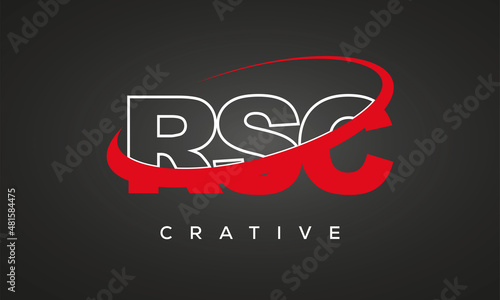 RSC creative letters logo with 360 symbol vector art template design	 photo