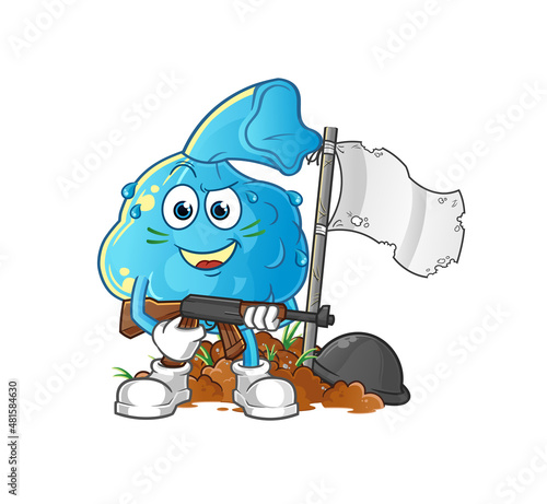 fever compress army character. cartoon mascot vector