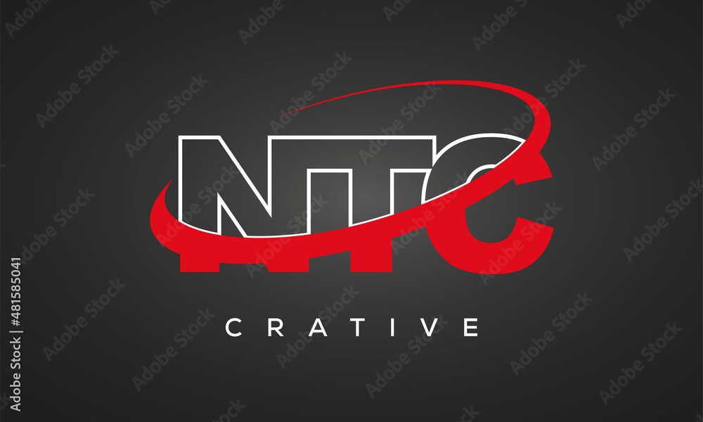 NTC creative letters logo with 360 symbol vector art template design	