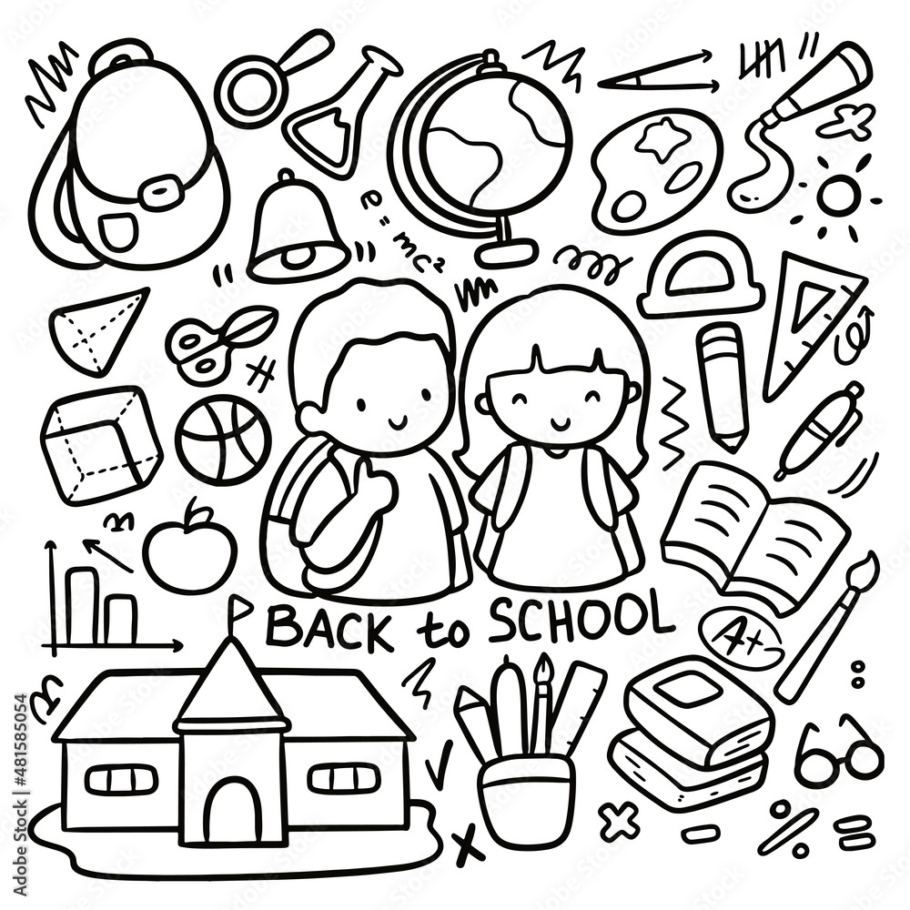 Kawaii Style Back to School Doodle Clip Art Vector Illustration Kawaii Style Back to School Doodle Clip Art Vector Illustration