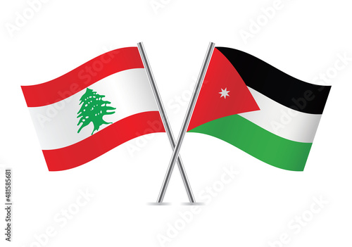 Free Download Lebanon and Jordan flags. Lebanese and Jordanian flags isolated on white background. Vector illustration. - GFXLoad