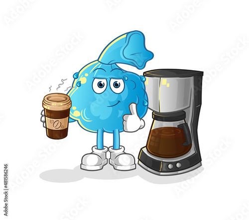 fever compress drinking coffee illustration. character vector