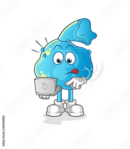 fever compress with laptop mascot. cartoon vector