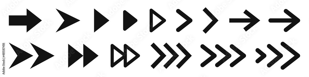 Set of arrows isolated on white background. Collection of pointers. Direction concept. Vector illustration. Set of arrows isolated on white background. Collection of pointers. Direction concept. Vector illustration.