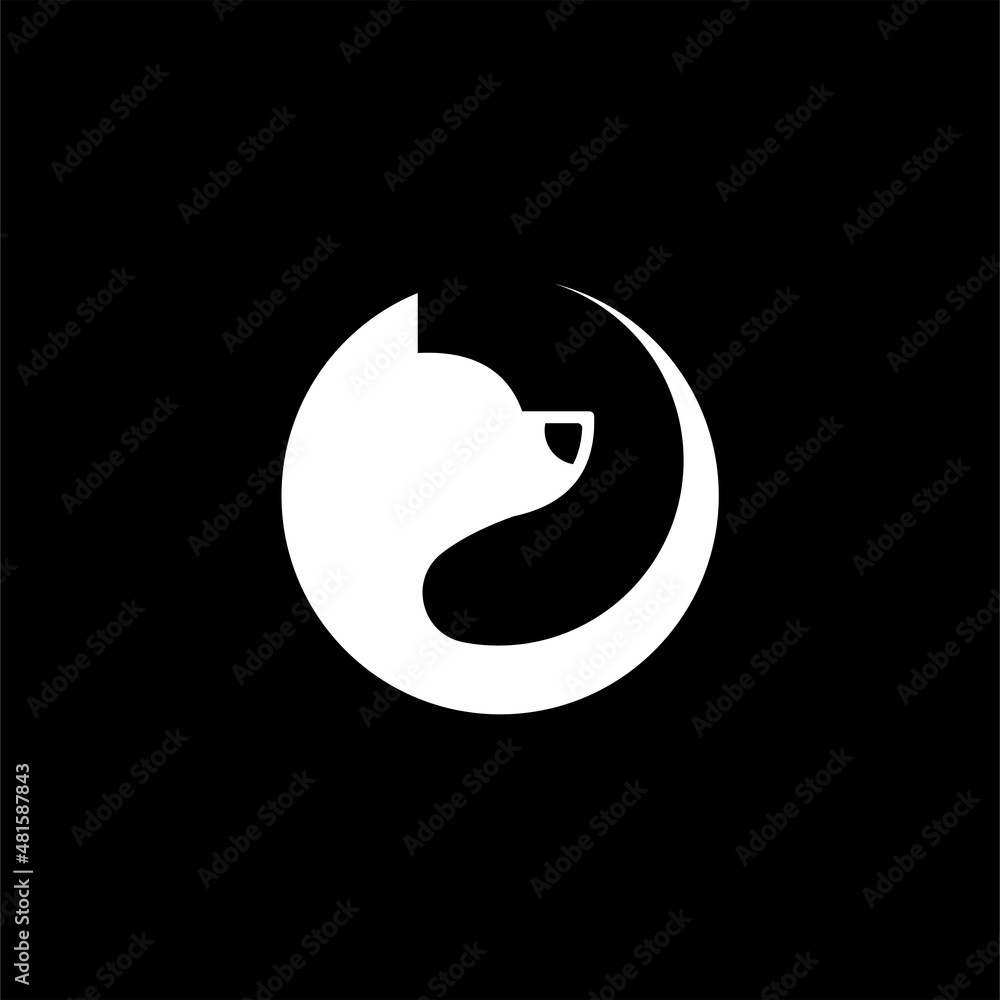 Dog with paws in circle logo template. Pet in round shape vector design. Animal illustration Dog with paws in circle logo template. Pet in round shape vector design. Animal illustration