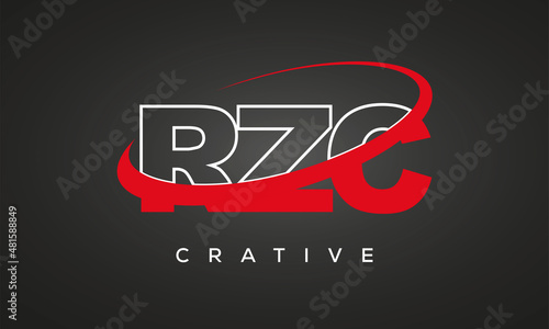 RZC creative letters logo with 360 symbol vector art template design