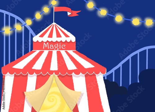 Illustration for a children's book. Girl in the circus