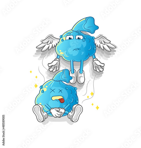 fever compress spirit leaves the body mascot. cartoon vector