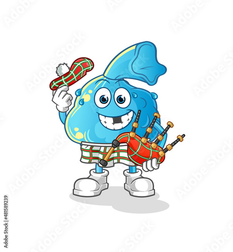 fever compress scottish with bagpipes vector. cartoon character