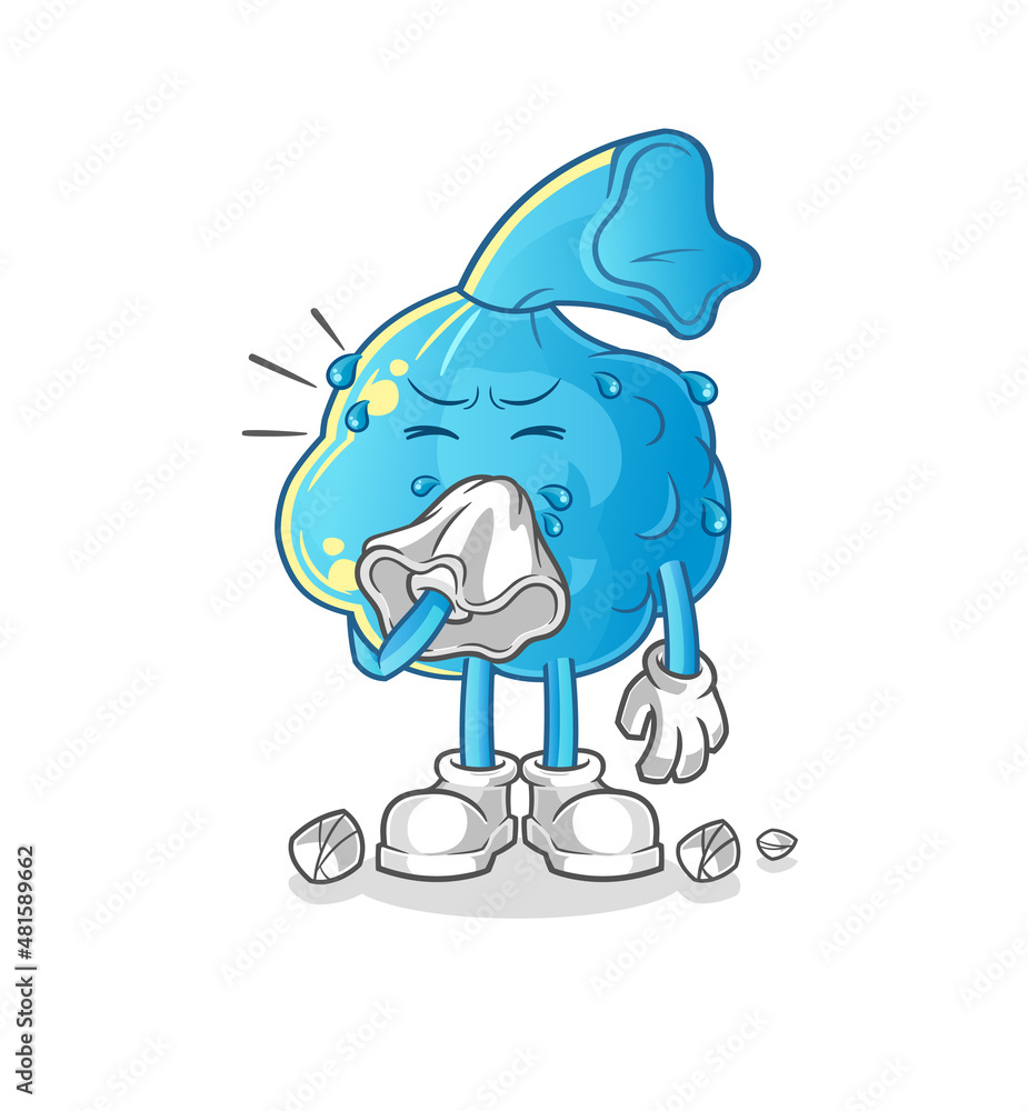 fever compress blowing nose character. cartoon mascot vector fever compress blowing nose character. cartoon mascot vector